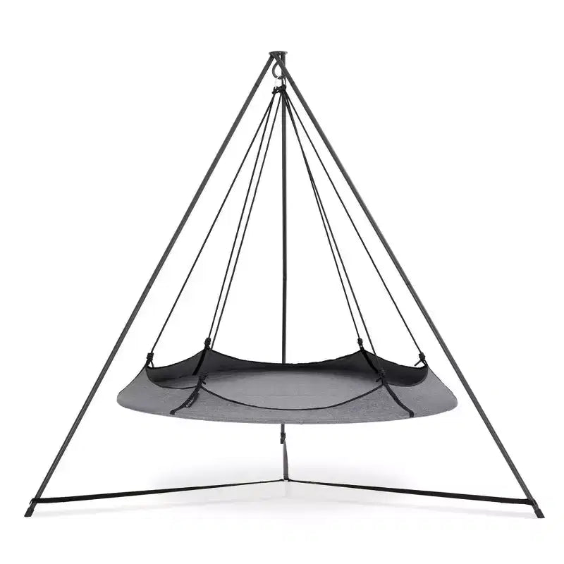 Hangout Pod 6' Circular Outdoor Family Hammock Bed and Stand Set Black/Gray: Weather-Resistant, Mold-Resistant, Includes Storage Bag