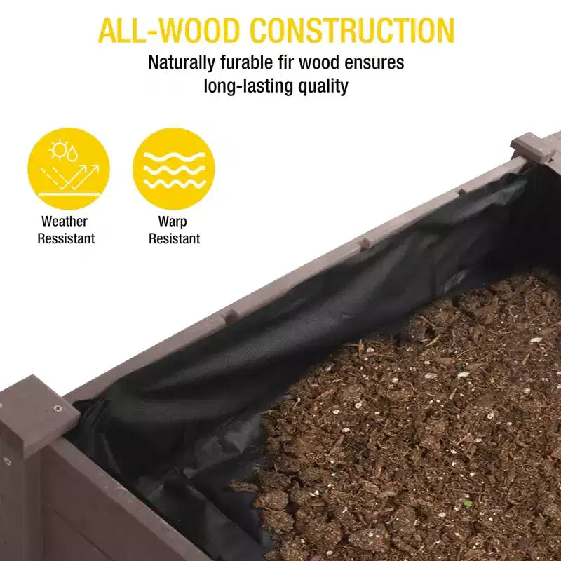 Jardinière surélevée en bois avec grande étagère de rangement