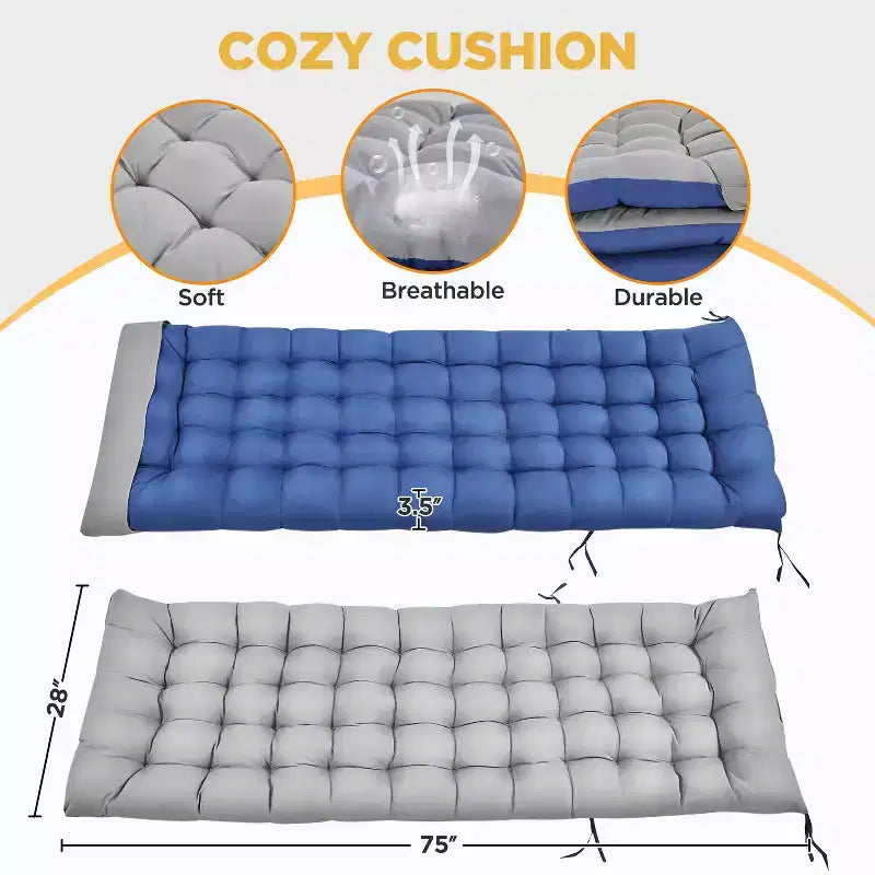 Chaise pliante avec coussin rembourré amovible et 5 positions réglables