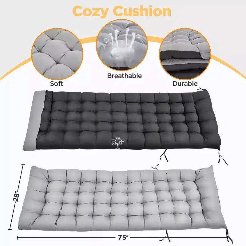 Chaise pliante avec coussin rembourré amovible et 5 positions réglables
