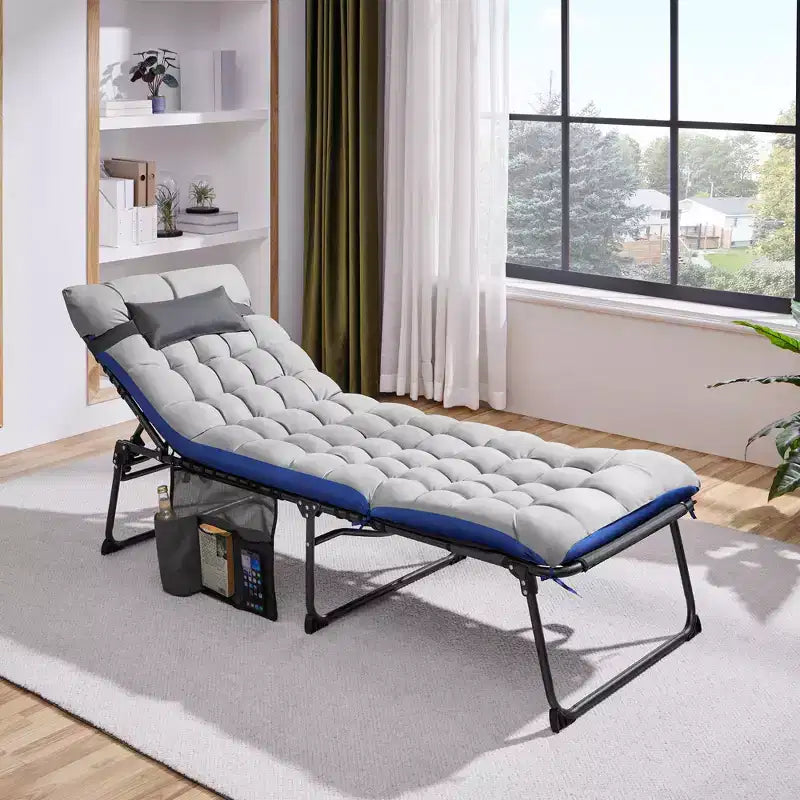 Chaise pliante avec coussin rembourré amovible et 5 positions réglables