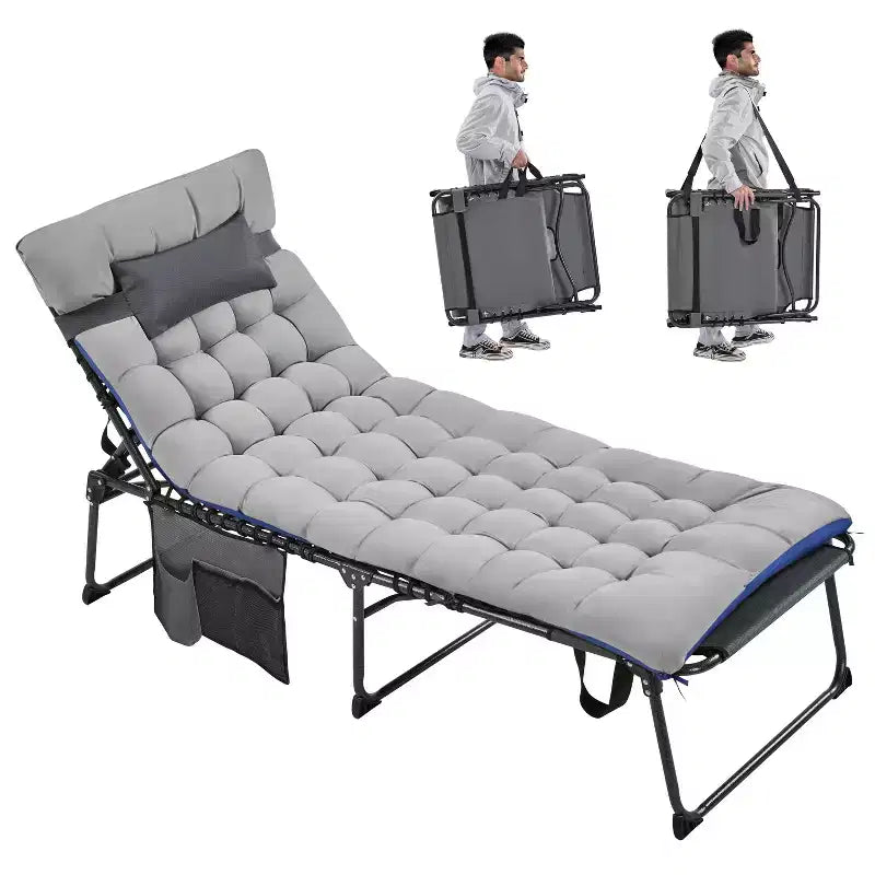 Chaise pliante avec coussin rembourré amovible et 5 positions réglables