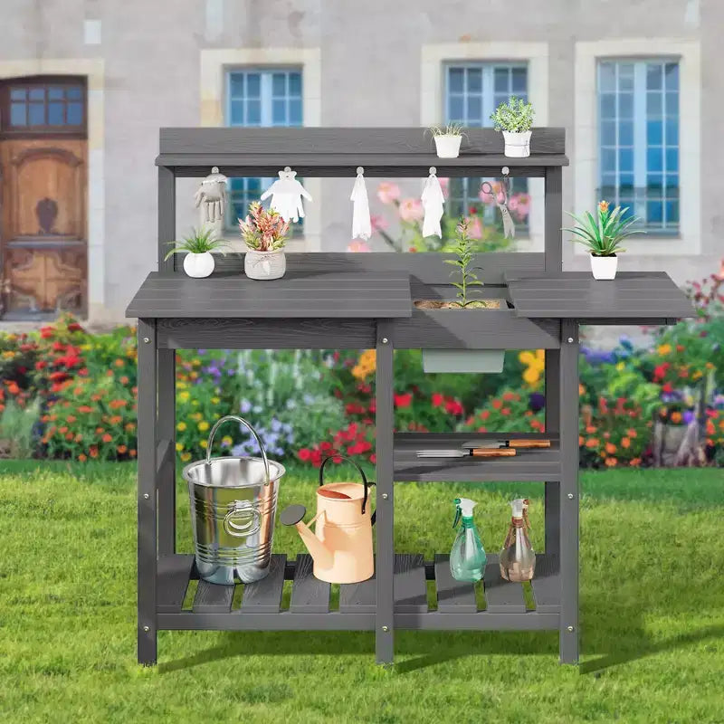 Table d'empotage résistante aux intempéries avec étagère de rangement