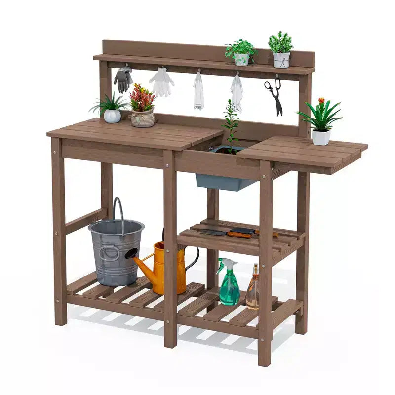 Table d'empotage résistante aux intempéries avec étagère de rangement