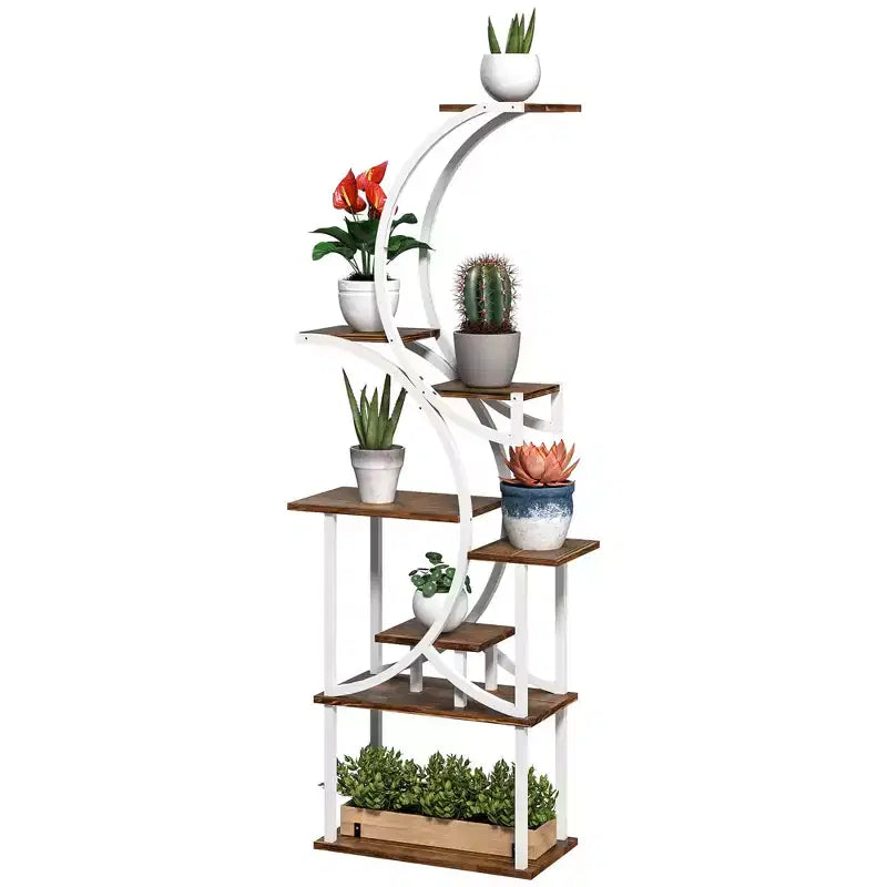 Étagère à plantes intérieure à 8 niveaux, étagère à plantes de 157 cm de haut, support à plantes en forme de S