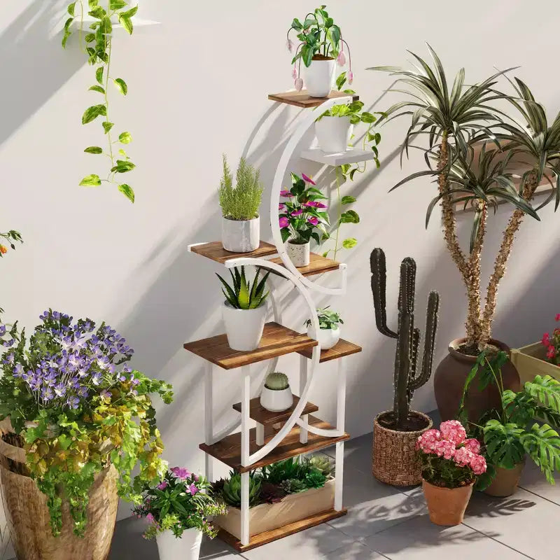 Étagère à plantes intérieure à 8 niveaux, étagère à plantes de 157 cm de haut, support à plantes en forme de S
