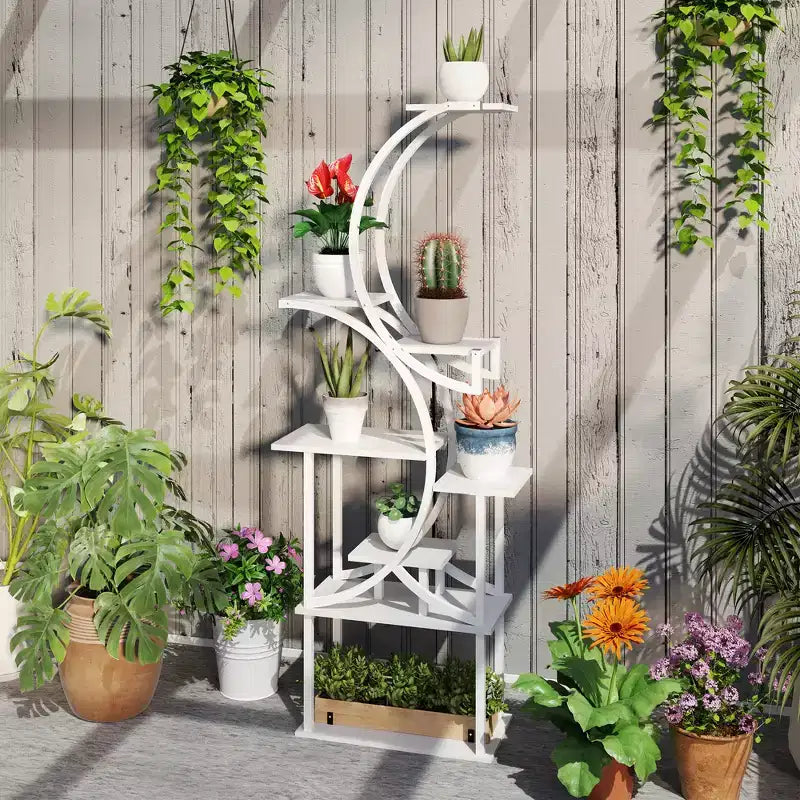 Étagère à plantes intérieure à 8 niveaux, étagère à plantes de 157 cm de haut, support à plantes en forme de S