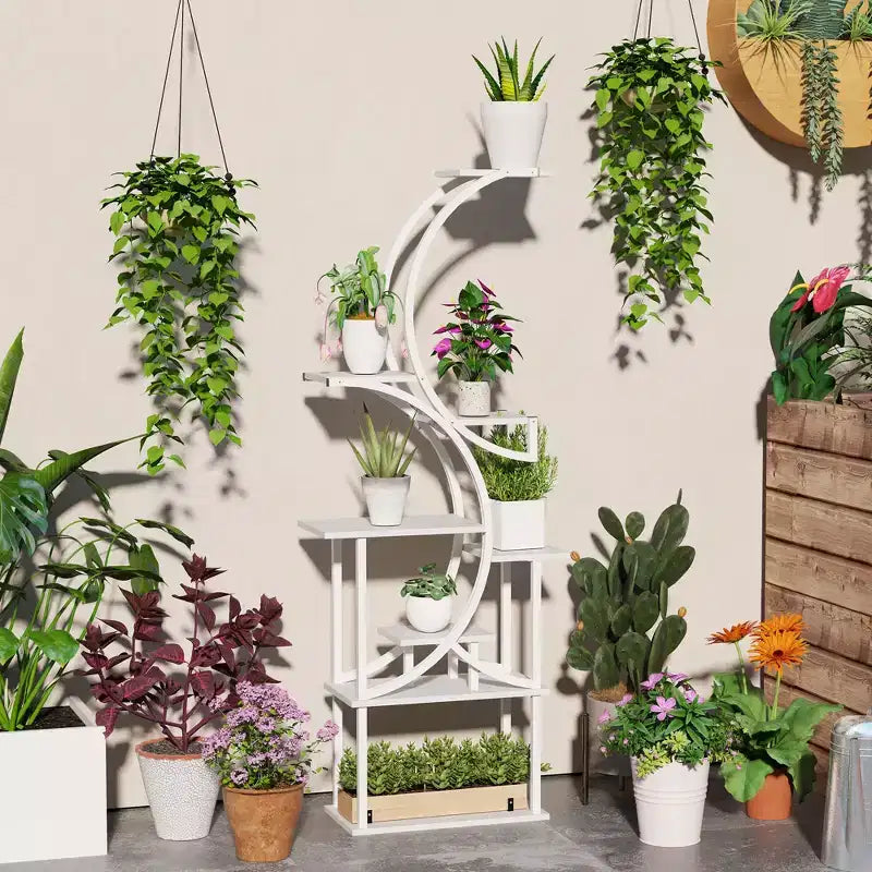 Étagère à plantes intérieure à 8 niveaux, étagère à plantes de 157 cm de haut, support à plantes en forme de S