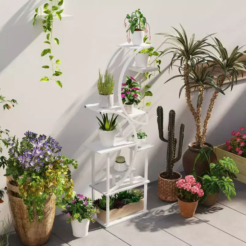 Étagère à plantes intérieure à 8 niveaux, étagère à plantes de 157 cm de haut, support à plantes en forme de S