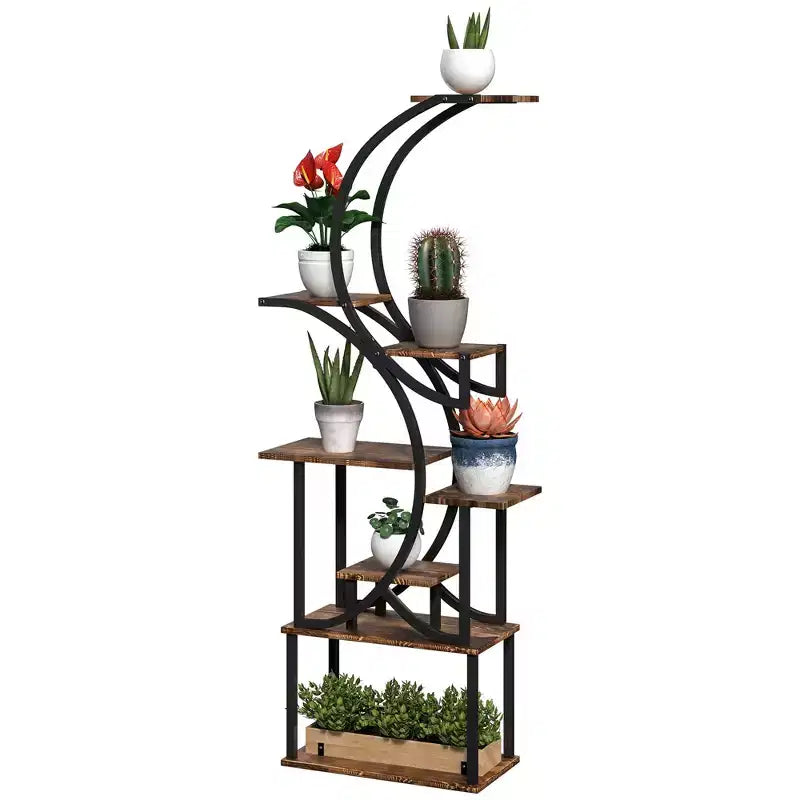 Étagère à plantes intérieure à 8 niveaux, étagère à plantes de 157 cm de haut, support à plantes en forme de S