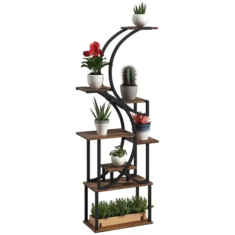 Outsunny 8 Tier Plant Stand Indoor, 62 Tall Plant Shelf, S-Shaped Plant Rack