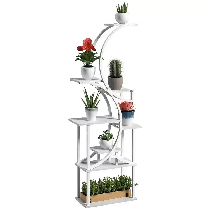 Étagère à plantes intérieure à 8 niveaux, étagère à plantes de 157 cm de haut, support à plantes en forme de S