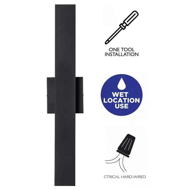 Applique murale extérieure LED à intensité variable noire avec verre dépoli