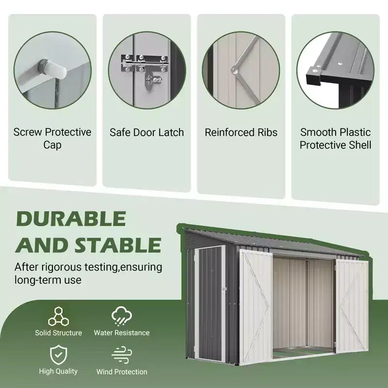 Abri de jardin avec porte latérale verrouillable et accès facile