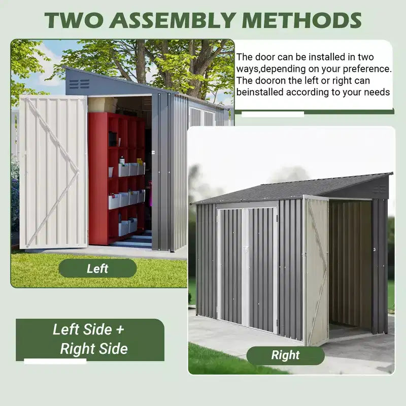 Abri de jardin avec porte latérale verrouillable et accès facile