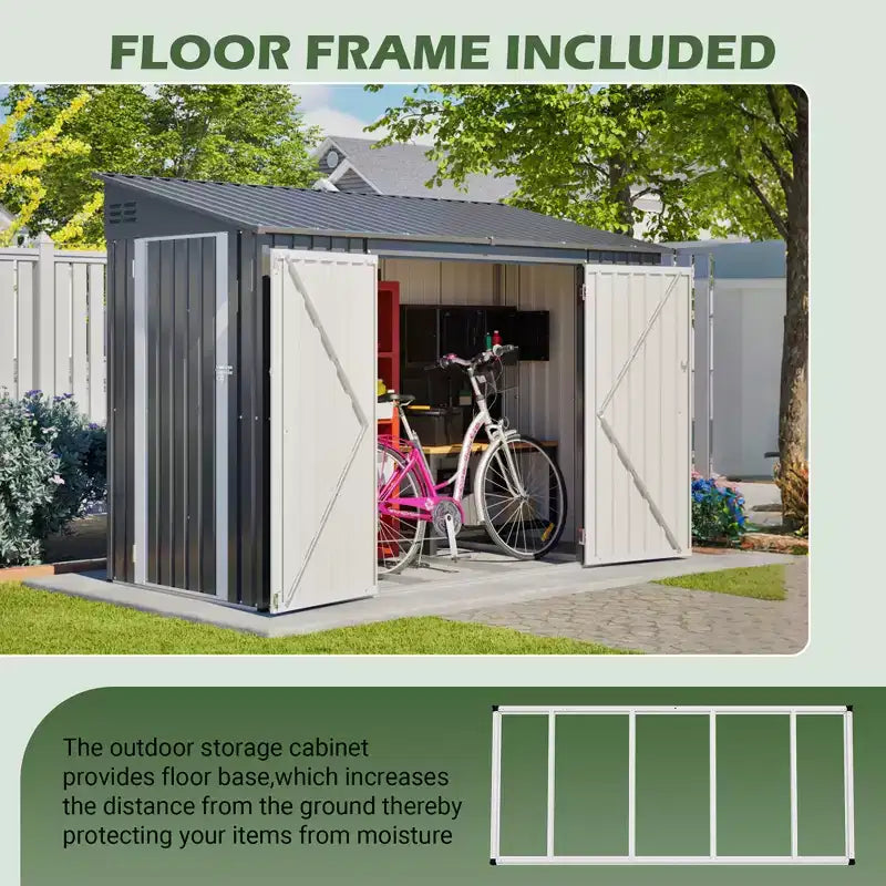 Abri de jardin avec porte latérale verrouillable et accès facile