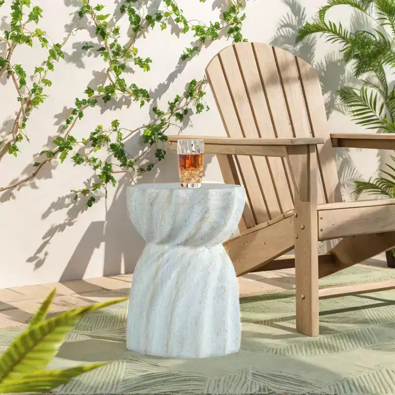 Table d'appoint de patio en ciment Faux terrazzo moderne Tabouret de jardin rond Table d'appoint/tambour