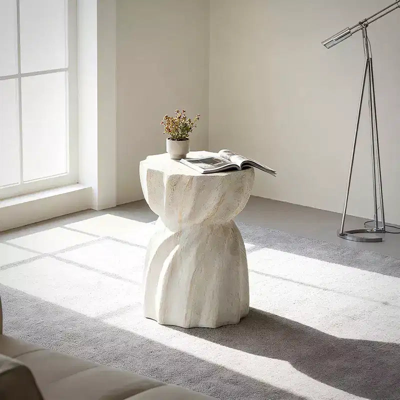 Table d'appoint de patio en ciment Faux terrazzo moderne Tabouret de jardin rond Table d'appoint/tambour