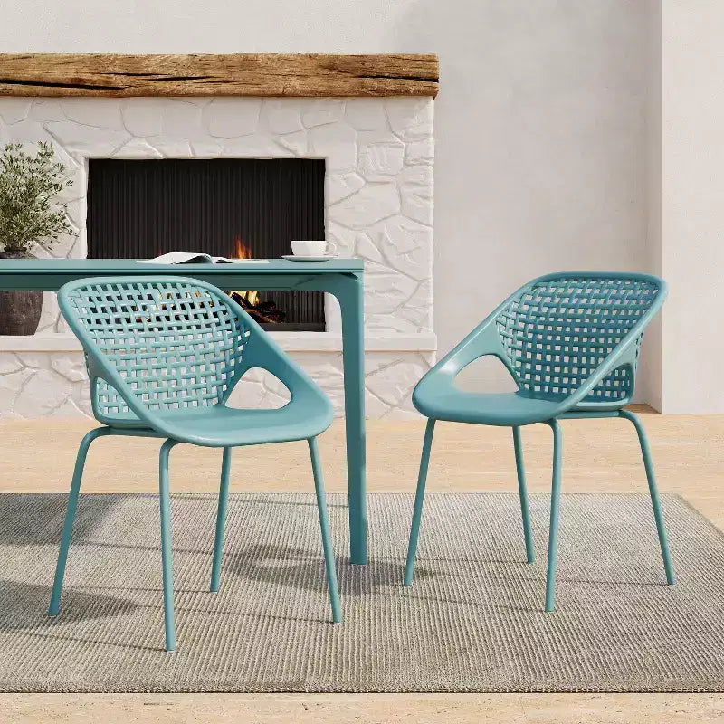 Christopher Knight Home Chaitanya Modern Patio Iron and Plastic Chairs (Set of 2)