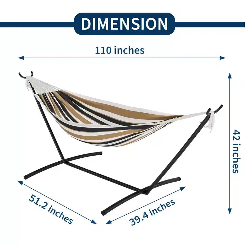 Hamac double 2 personnes avec support, hamac portable intérieur/extérieur