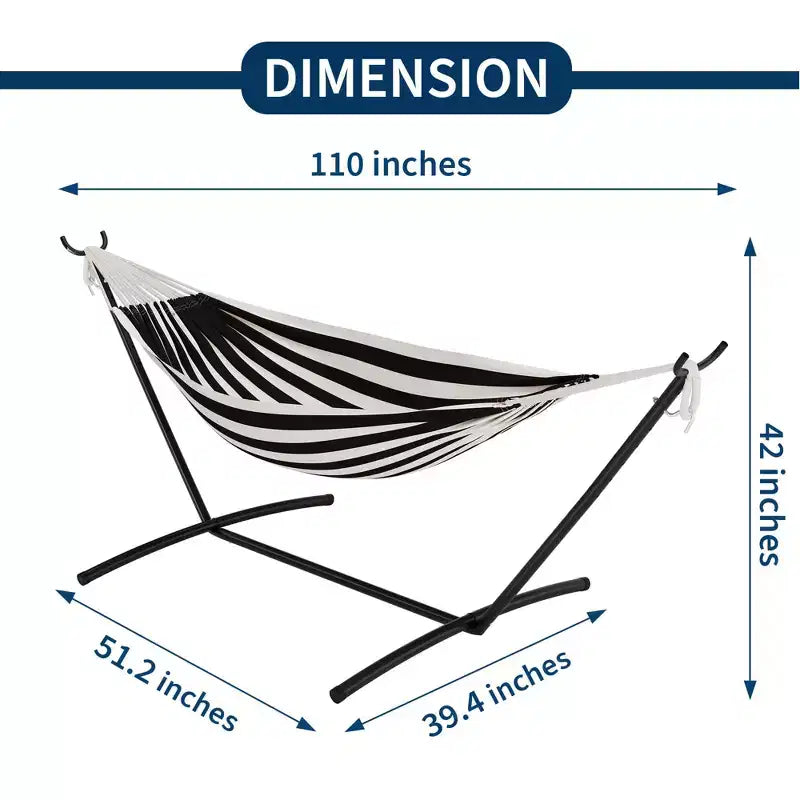 Hamac double 2 personnes avec support, hamac portable intérieur/extérieur