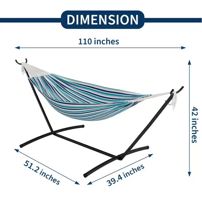 Hamac double 2 personnes avec support, hamac portable intérieur/extérieur