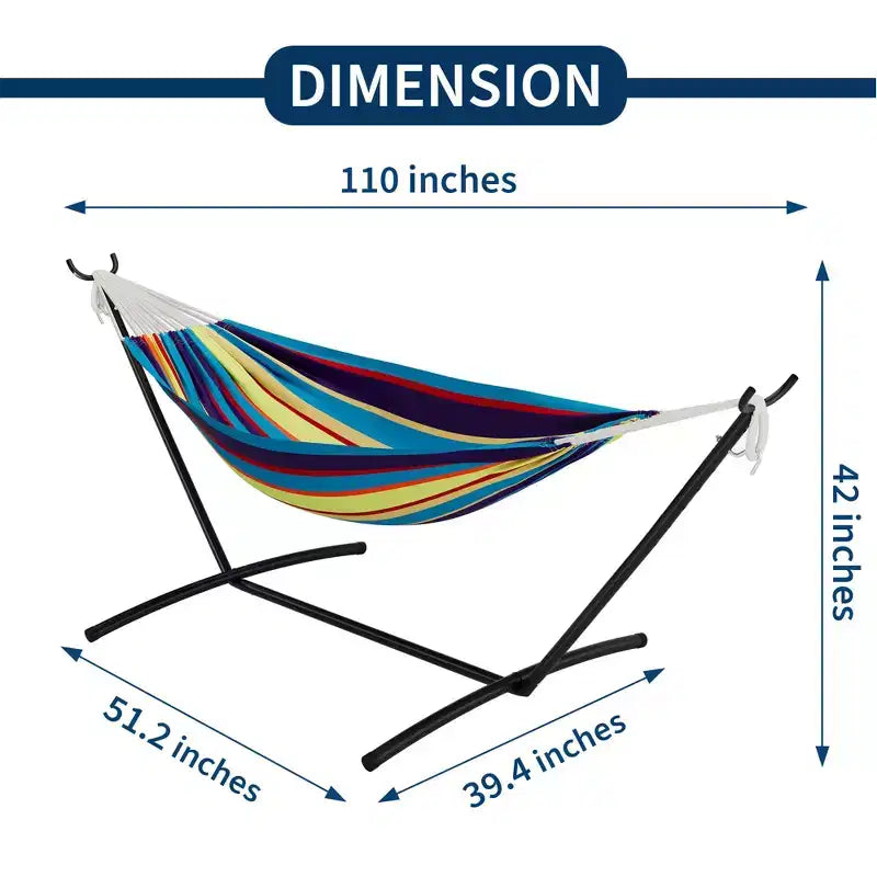 Hamac double 2 personnes avec support, hamac portable intérieur/extérieur