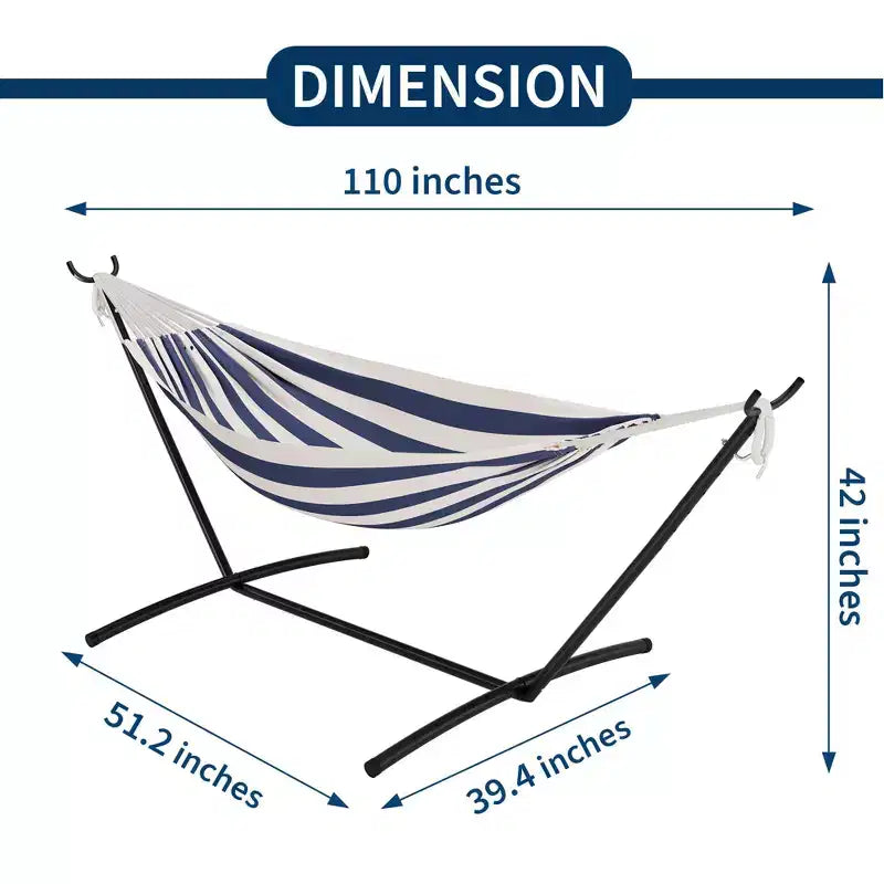 Hamac double 2 personnes avec support, hamac portable intérieur/extérieur