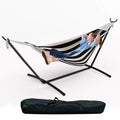 Double Hammock for 2 with Stand, Portable Indoor/Outdoor Hammock Set - 450lb Capacity, Adjustable & Foldable Steel Frame
