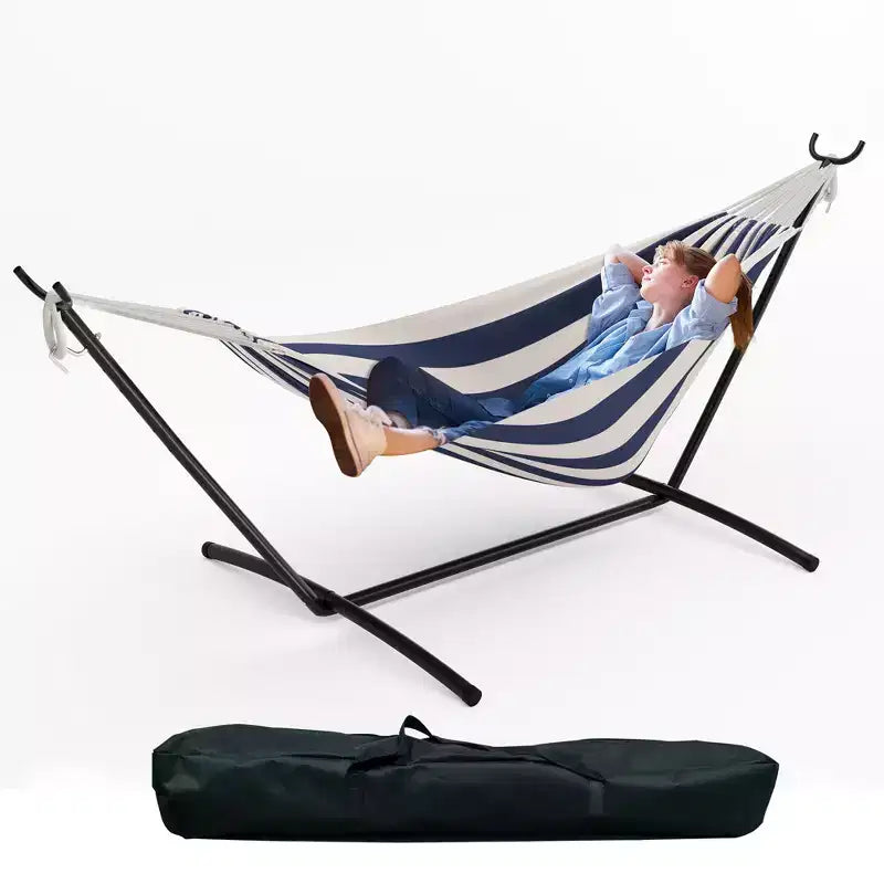 Hamac double 2 personnes avec support, hamac portable intérieur/extérieur