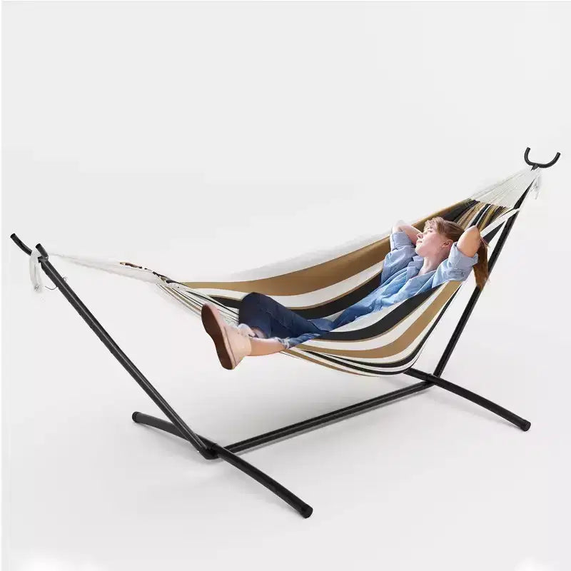 Hamac double 2 personnes avec support, hamac portable intérieur/extérieur