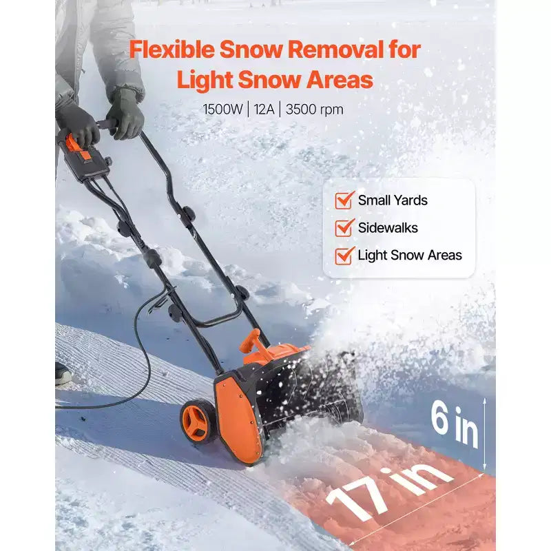 Pelle à neige électrique, pelle à neige filaire 12 A de 43 cm, goulotte réglable à 60°
