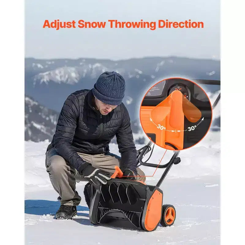 Pelle à neige électrique, pelle à neige filaire 12 A de 43 cm, goulotte réglable à 60°