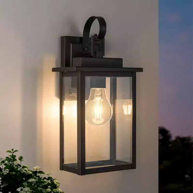 Maxax 15 Outdoor Wall Sconce with Dusk to Dawn Sensor and Bulb, Modern Elegant Exterior Wall Light for Porch, Patio, Garage, Black