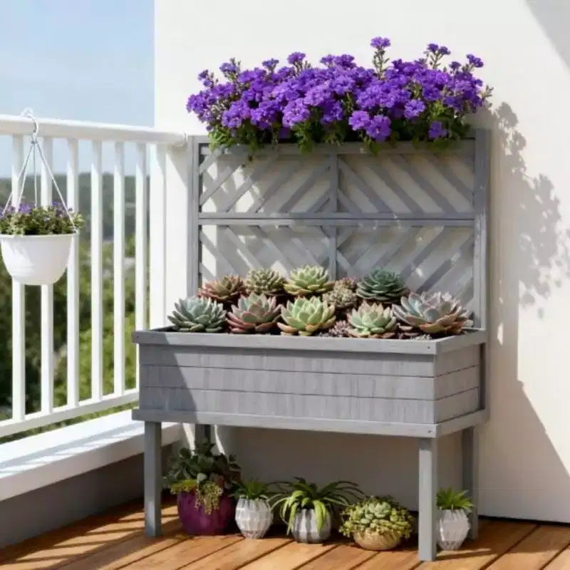 Jardinière surélevée avec treillis – Bac de culture sur pieds pour plantes grimpantes
