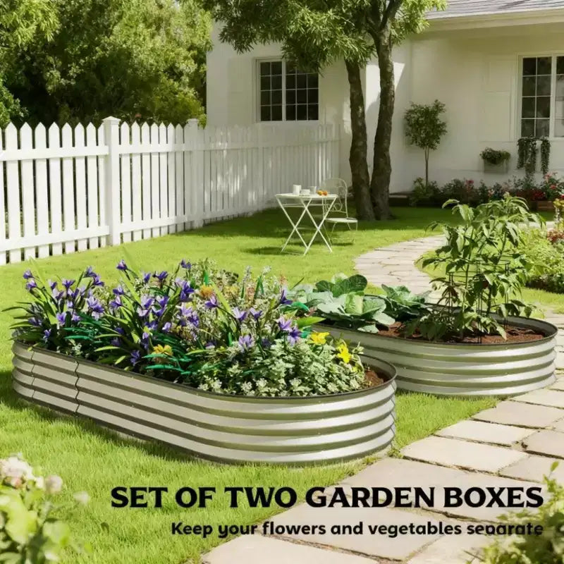 Jardinière surélevée en métal avec tuteurs et fond ouvert