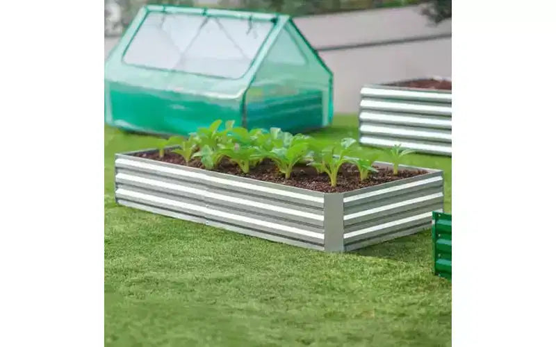 Potager surélevé avec couvercle de serre, fenêtres enroulables à 2 niveaux