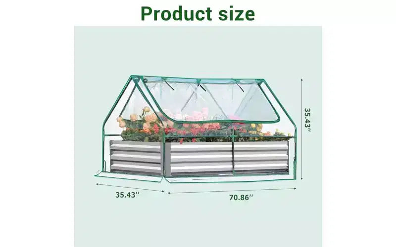 Potager surélevé avec couvercle de serre, fenêtres enroulables à 2 niveaux
