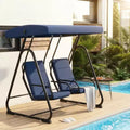 2 Person Porch Swing Chair, Outdoor Independent Swing Set, Patio Swing Glider with Adjustable Canopy & Removable Cushions for Backyard Garden