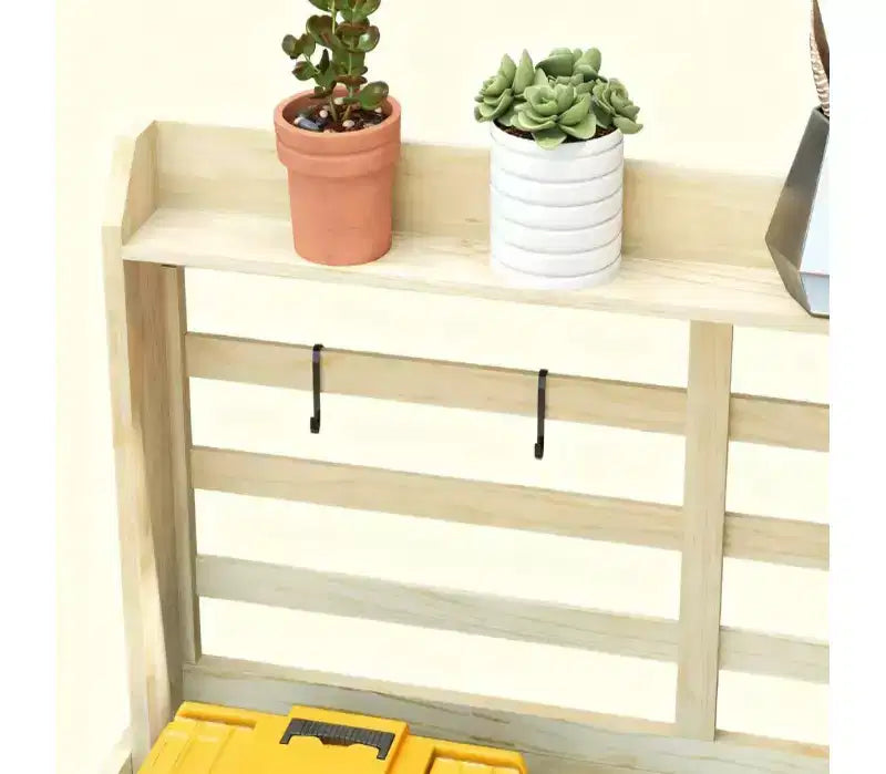 Table de rempotage en bois pour patio, table de travail de jardin extérieur avec armoire de rangement