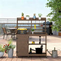 Whisen Patio Wooden Potting Bench, Outdoor Garden Work Station Table with Storage Cabinet, Open Shelf and Removable Sink