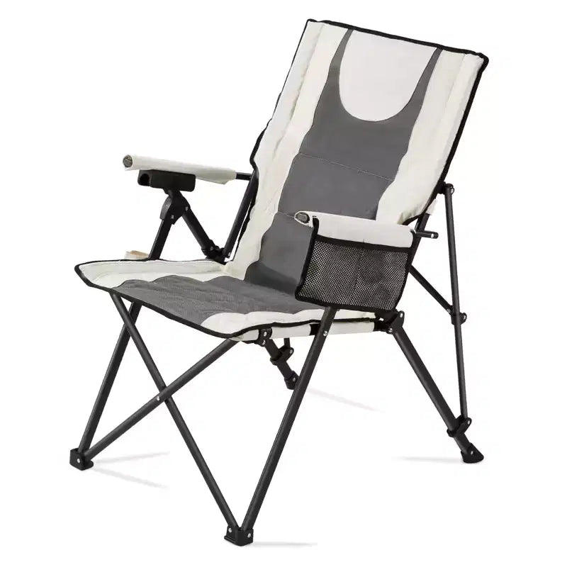 VEVOR Folding Camping Chair, 3 Reclining Positions, Outdoor High Back Camping Chair, 260lbs Weight Capacity, Full Padded Beach Chairs, Gray