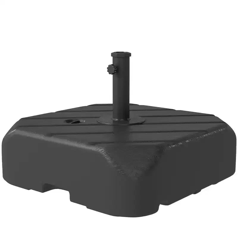 Pied de parasol de patio carré avec roues, poignée télescopique noire