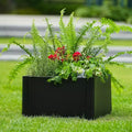 Jardinière métallique avec trous de drainage et coins arrondis, en acier robuste