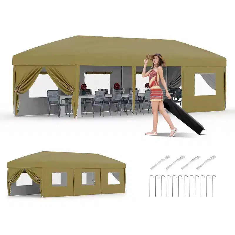 Tonnelle de jardin escamotable multifonction, toile 210D avec parois latérales