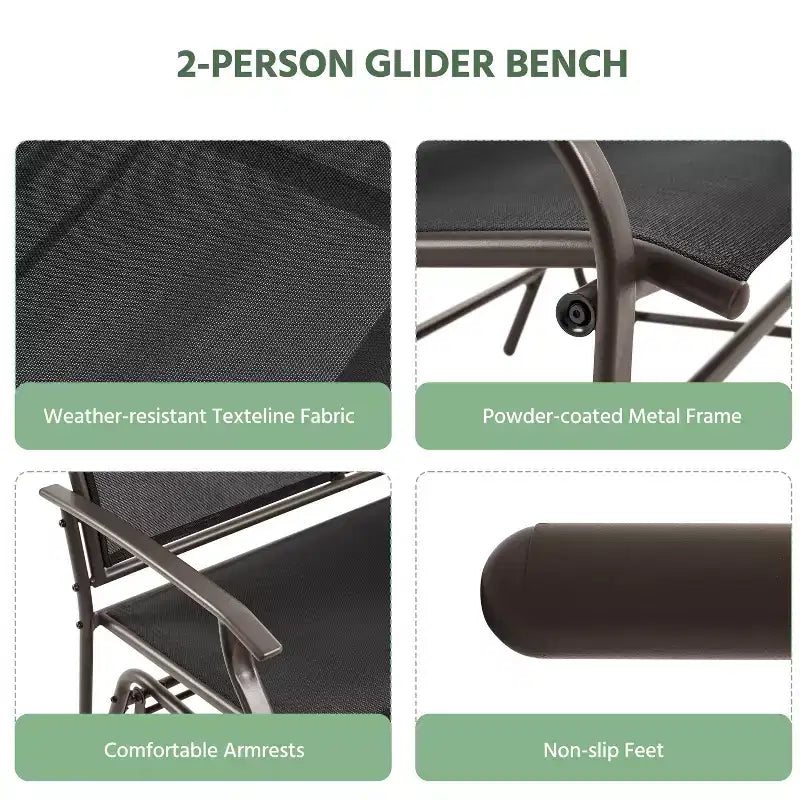 Balançoire de patio planeur avec cadre en acier