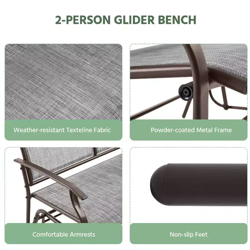Balançoire de patio planeur avec cadre en acier
