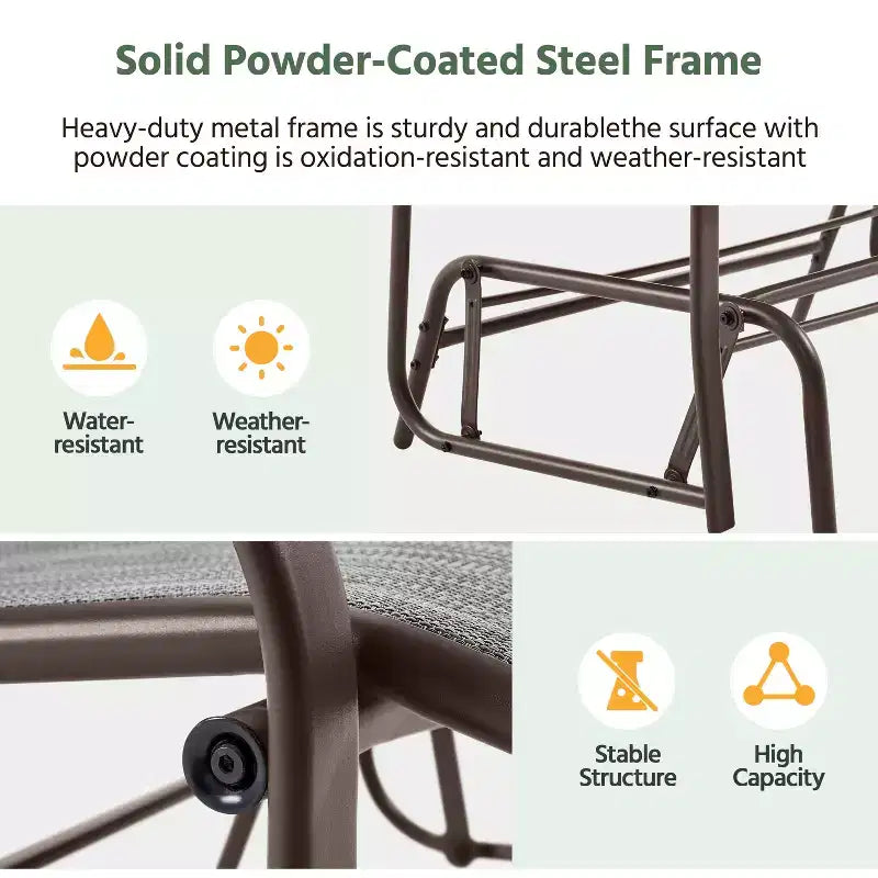 Balançoire de patio planeur avec cadre en acier