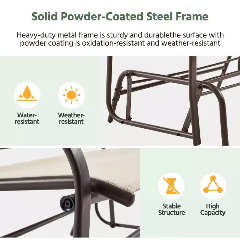 Balançoire de patio planeur avec cadre en acier