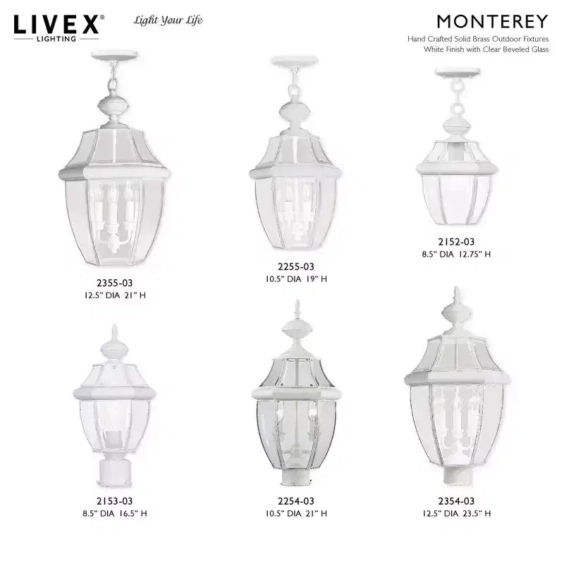 Monterey 1 - Lampadaire à poteau en blanc